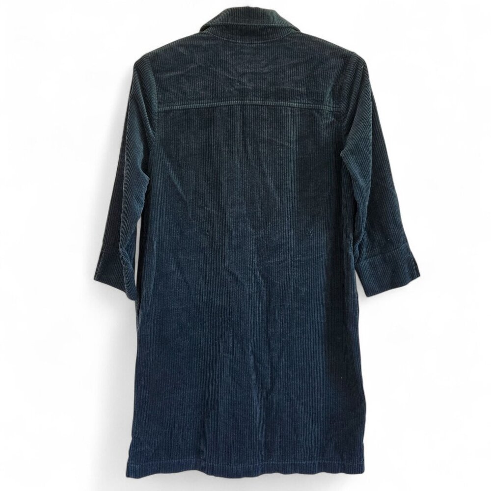 J. Jill XS Petite Corduroy Shirt Dress Teal Blue 3/4 Sleeve Pockets - Picture 2 of 14